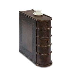 Sarreid Barnes Leather Book Side Table - Elegant Wood Design With 1 Drawer, Dark Brown Leather & Brass Accents Brown  26181