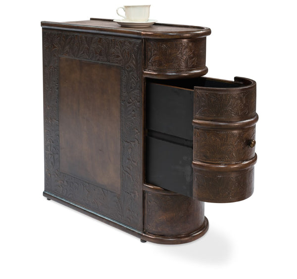 Sarreid Barnes Leather Book Side Table - Elegant Wood Design With 1 Drawer, Dark Brown Leather & Brass Accents Brown  26181