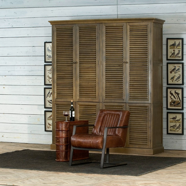Sarreid Barnes Leather Book Side Table - Elegant Wood Design With 1 Drawer, Dark Brown Leather & Brass Accents Brown  26181