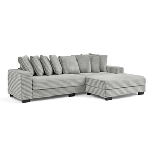 English Elm Corduroy Stylish Modular Sleeper Sectional Sofa – Gray Tufted Design With Versatile Footrests & Easy Assembly W487S00341