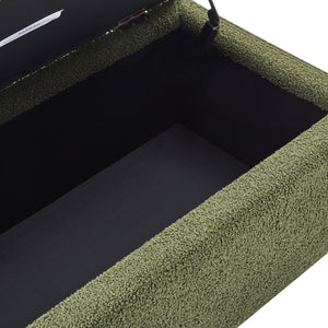 English Elm Christopher Knight Home® - Storage Ottoman Boucle Fabric Flip-Top with Birch Wood Legs, 250 lb Capacity, Compact Stylish Organizer Dark Brown,Green N779P291641G