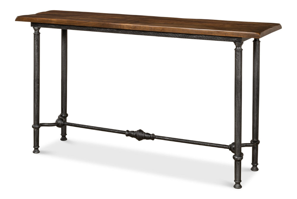 Sarreid Layton Lodge Console Table - Solid Walnut & Antique Iron Finish For Rustic Elegance In Any Space Grey  26190