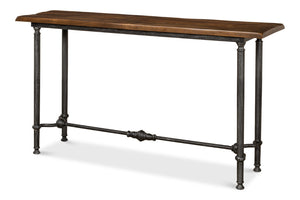 Sarreid Layton Lodge Console Table - Solid Walnut & Antique Iron Finish For Rustic Elegance In Any Space Grey  26190