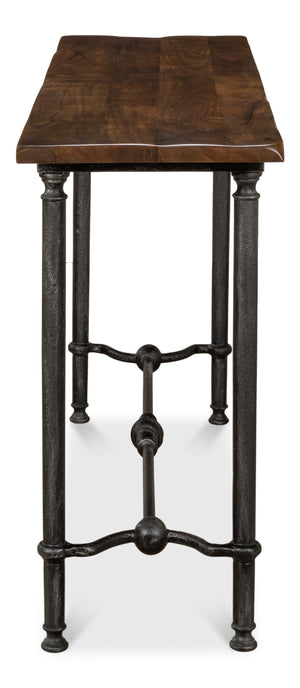 Sarreid Layton Lodge Console Table - Solid Walnut & Antique Iron Finish For Rustic Elegance In Any Space Grey  26190