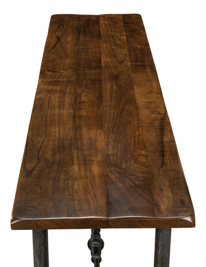 Sarreid Layton Lodge Console Table - Solid Walnut & Antique Iron Finish For Rustic Elegance In Any Space Grey  26190