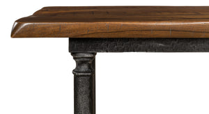 Sarreid Layton Lodge Console Table - Solid Walnut & Antique Iron Finish For Rustic Elegance In Any Space Grey  26190