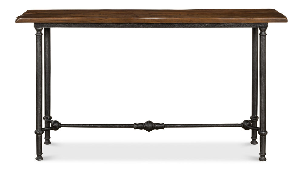 Sarreid Layton Lodge Console Table - Solid Walnut & Antique Iron Finish For Rustic Elegance In Any Space Grey  26190