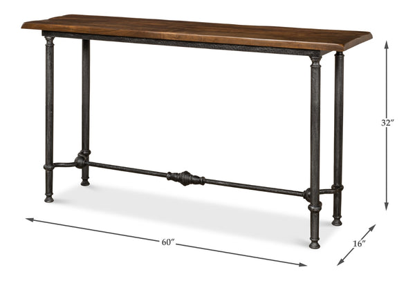 Sarreid Layton Lodge Console Table - Solid Walnut & Antique Iron Finish For Rustic Elegance In Any Space Grey  26190