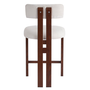 English Elm Christopher Knight Home® - 26.5'' Stylish Round Stools with Low Back - Comfortable Upholstered Seats, Walnut Base, Metal Frame White+Walnut N780P236628W