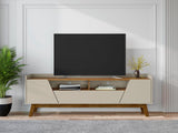 Manhattan Comfort Marcus Mid-Century Modern TV Stand Greige and Nature 261BMC10