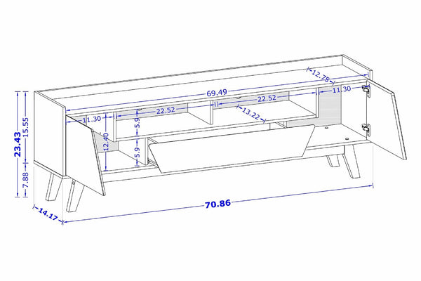 Manhattan Comfort Marcus Mid-Century Modern TV Stand White 261BMC6
