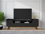 Manhattan Comfort Marcus Mid-Century Modern TV Stand  Matte Black 261BMC8