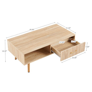 English Elm Rectangle Coffee Table With Solid Wood Legs, Modern Storage Design For Stylish Living Rooms W1265P230626-GIGA