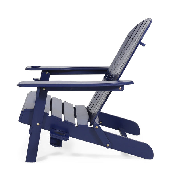 English Elm Christopher Knight Home® - BELLWOOD Adirondack Chair with Folding Design, Rustic Outdoor Wood Seat, Built-In Cup Holder Comfort Blue 37.75 L x 26.75 W x 8.5 H 68940.00BLU