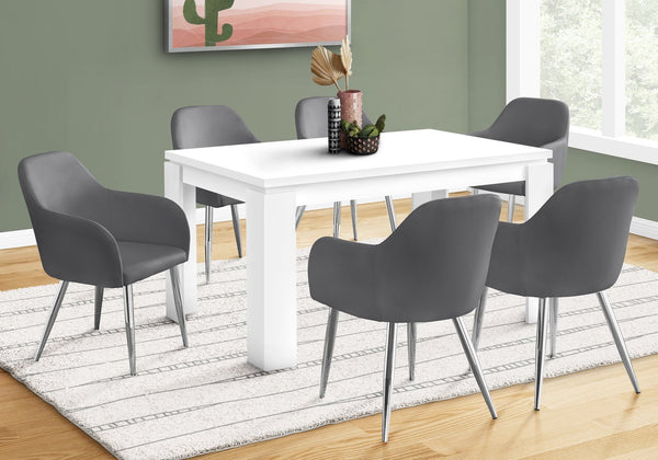 English Elm Dining 60" Rectangular White Laminate Dining Table for 6 — Thick Panel MDF, Block Legs, Modern Chic B2710P286985