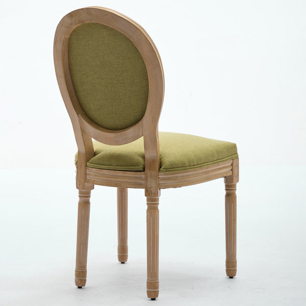 English Elm A&A French Style Dining Chairs Set Of 2 - Olive Green Linen Upholstery With Solid Wood Frame Elegance W1143P323333