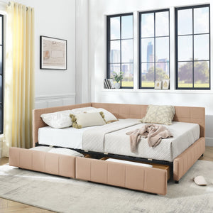 English Elm Queen Size Velvet Tufted Sofa Bed Frame With Padded Backrest, Armrests - Elegant Pink Design! W487S00276-GIGA