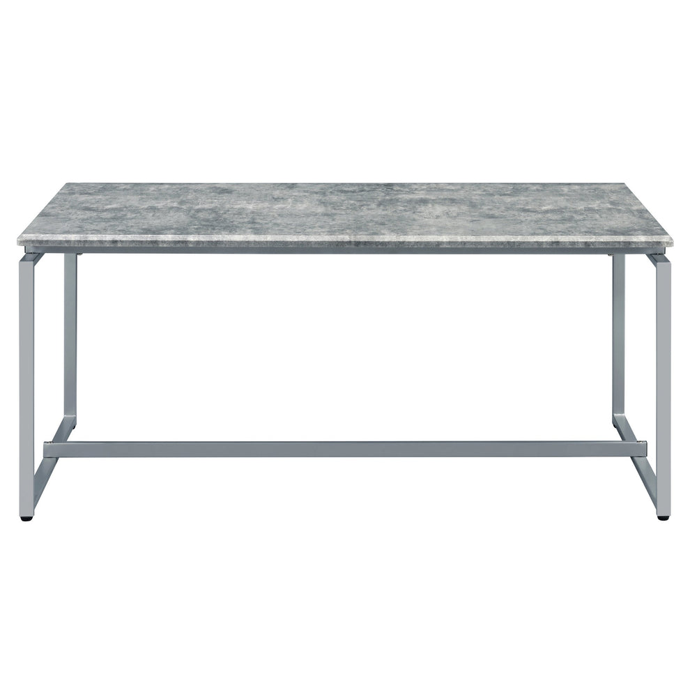 English Elm Grey 3-Piece Occasional Set With Faux-Concrete Tabletop & Sleek Silver Metal Bases For Modern Style B062P185644