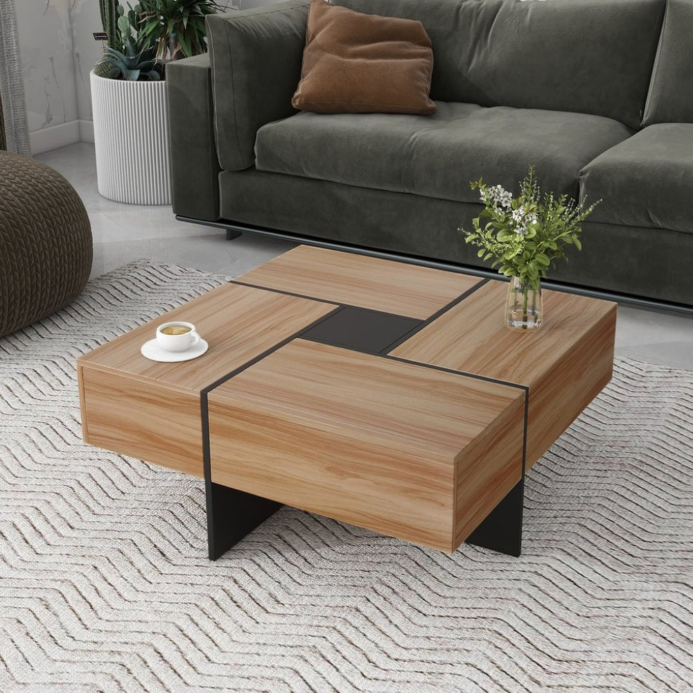 English Elm [new Picture] Square Coffee Table with Hidden Storage and Extendable Sliding Gloss Top WF305182AAD