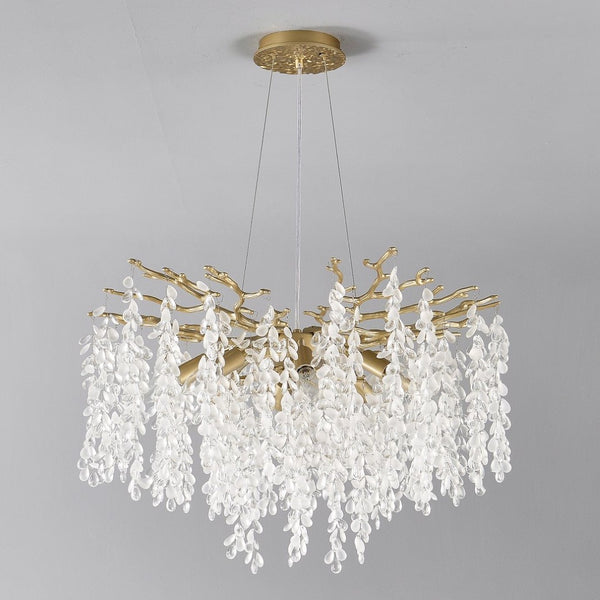 English Elm 8-light Gold Farmhouse Chandelier Seeded Glass Shades for Dining Room or Kitchen W5008P466526