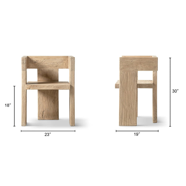 English Elm Avenel Reclaimed Elm Sculptural Accent Chair Wabi-sabi Solid Wood Architectural Statement Natural B2719P474445