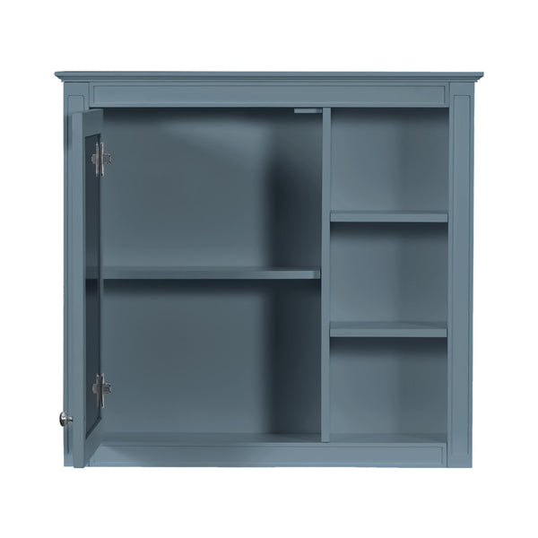 English Elm 30'' Modern Medicine Cabinet with Mirror and Adjustable Shelves, MDF Wall-Mounted Bathroom Storage Solution Blue N710P192495M