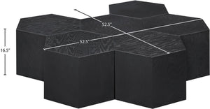 Meridian Furniture Eternal Solid Oak Modular Coffee Table Low Profile Centerpiece for Contemporary Living Rooms Black 262-CT-6PC