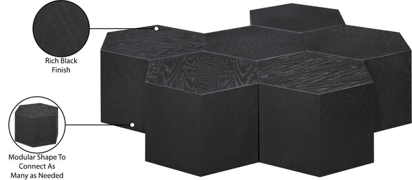 Meridian Furniture Eternal Solid Oak Modular Coffee Table Low Profile Centerpiece for Contemporary Living Rooms Black 262-CT-6PC