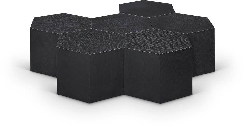 Meridian Furniture Eternal Solid Oak Modular Coffee Table Low Profile Centerpiece for Contemporary Living Rooms Black 262-CT-6PC
