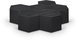 Meridian Furniture Eternal Solid Oak Modular Coffee Table Low Profile Centerpiece for Contemporary Living Rooms Black 262-CT-6PC
