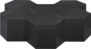 Meridian Furniture Eternal Solid Oak Modular Coffee Table Low Profile Centerpiece for Contemporary Living Rooms Black 262-CT-6PC