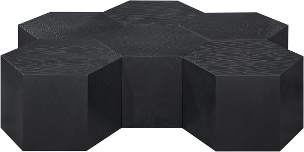 Meridian Furniture Eternal Solid Oak Modular Coffee Table Low Profile Centerpiece for Contemporary Living Rooms Black 262-CT-6PC