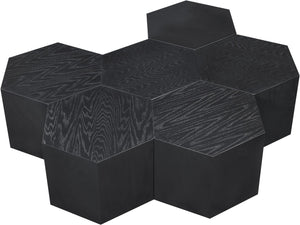 Meridian Furniture Eternal Solid Oak Modular Coffee Table Low Profile Centerpiece for Contemporary Living Rooms Black 262-CT-6PC