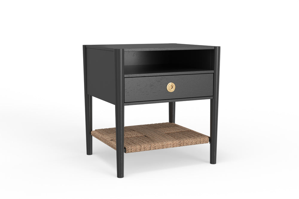 Alpine Furniture Cleo Nightstand In Charcoal Gray - Stylish & Functional Bedroom Storage With Modern Elegance Charcoal Gray Rubberwood Solids & Oak Veneer 2620-02-alpine