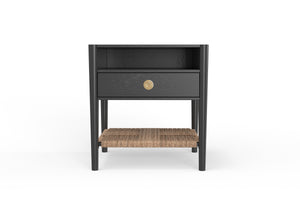 Alpine Furniture Cleo Nightstand In Charcoal Gray - Stylish & Functional Bedroom Storage With Modern Elegance Charcoal Gray Rubberwood Solids & Oak Veneer 2620-02-alpine