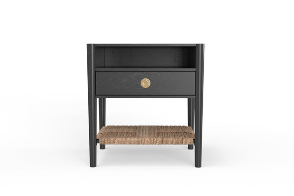 Alpine Furniture Cleo Nightstand In Charcoal Gray - Stylish & Functional Bedroom Storage With Modern Elegance Charcoal Gray Rubberwood Solids & Oak Veneer 2620-02-alpine