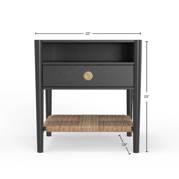 Alpine Furniture Cleo Nightstand In Charcoal Gray - Stylish & Functional Bedroom Storage With Modern Elegance Charcoal Gray Rubberwood Solids & Oak Veneer 2620-02-alpine