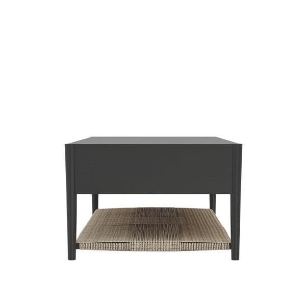 Alpine Furniture Cleo Coffee Table With Four Drawers And Woven Shelf, Brass Knobs, Smooth Ball-Bearing Glides Charcoal Gray 2620-61