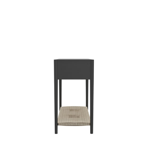Alpine Furniture Cleo Console Table With Woven Shelf And Brass Knobs, Fully Assembled Entryway Accent (48" W) Charcoal Gray 2620-63
