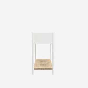 Alpine Furniture Cleo Console Table With Woven Shelf And Brass Knobs, Fully Assembled Entryway Accent (48" W) White 2620WHT-63