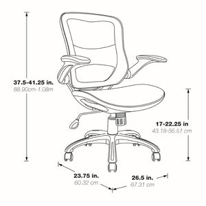 OSP Home Furnishings Mesh Back Ergonomic Manager Chair with Lumbar Support Adjustable Arms for Office Use Black 69906-3