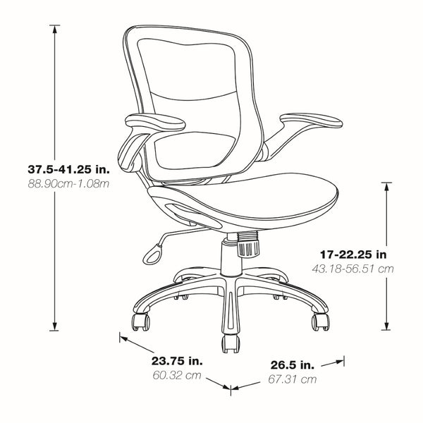 OSP Home Furnishings Mesh Back Ergonomic Manager Chair with Lumbar Support Adjustable Arms for Office Use Black 69906-3