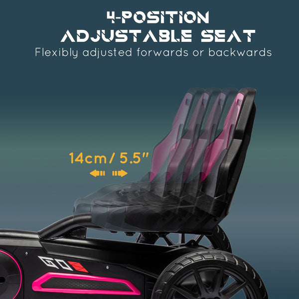 English Elm Aosom Kids Pedal Go Kart Sporty Ride on with Adjustable Seat and Eva Wheels Pink W2225P229170