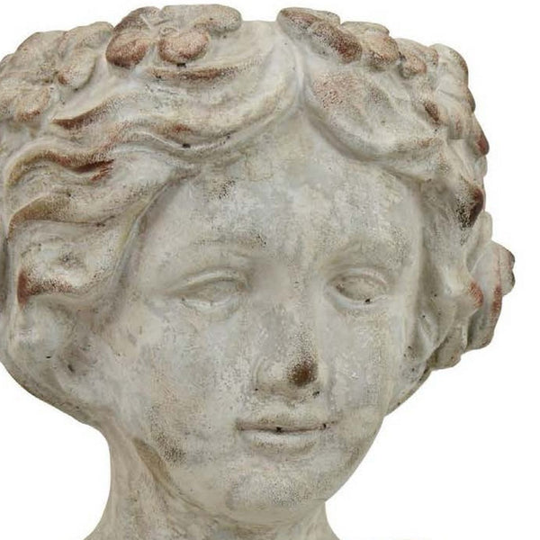 English Elm Accent Terracotta Female Bust Planter Italian Classical Sculpture for Shelf or Patio B056P412618