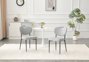 English Elm Dark Oil Waxed Faux Leather Dining Chair Set with Diamond Tufted High Back Metal Legs W3493P449247