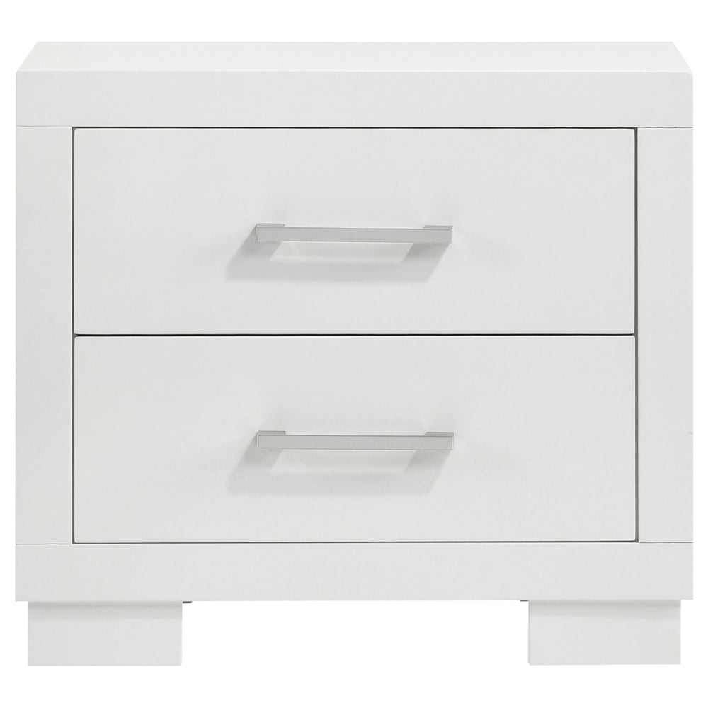 English Elm Copper Elegant White Rectangular Nightstand with 2 Soft-Close Drawers and Sleek Bar Handles, 23" H B062P333433
