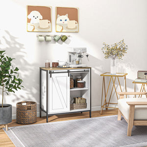 English Elm Homcom Farmhouse Sideboard Buffet Cabinet With Sliding Barn Door & Adjustable Shelf For Stylish Storage W2225P217394