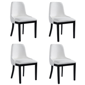 English Elm Wooden Linen Upholstered Dining Chairs Set of 2 — Sturdy Rubber Wood Frame, 300lb Capacity, Farmhouse Appeal Beige+Black N842P300893D