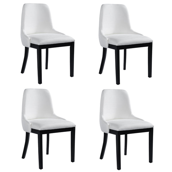 English Elm Wooden Linen Upholstered Dining Chairs Set of 2 — Sturdy Rubber Wood Frame, 300lb Capacity, Farmhouse Appeal Beige+Black N842P300893D