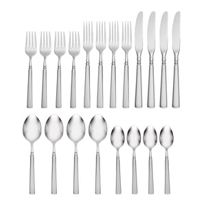 Lenox Easton Satin Finish 18/10 Stainless Steel Flatware Set for Four with Sculptural Handles 2624020A